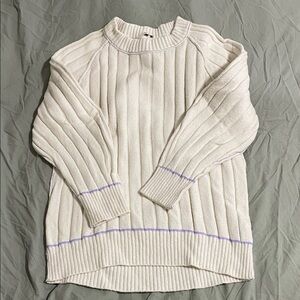 Free People Cream Sweater with Purple Details